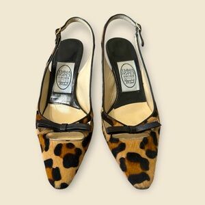 EMMA HOPE‎ Size 37.5 Leopard High Sling Heels. Made in Italy.
